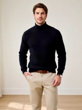 Vintage Poeta Moda Visitor Black Ribbed Knit Sweater - Made in Italy XL-Y2K #242